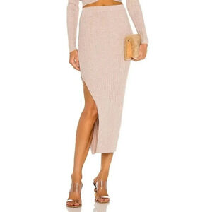 Revolve Ronny Kobo Irenna Knit Skirt in Oatmeal Sz M‎